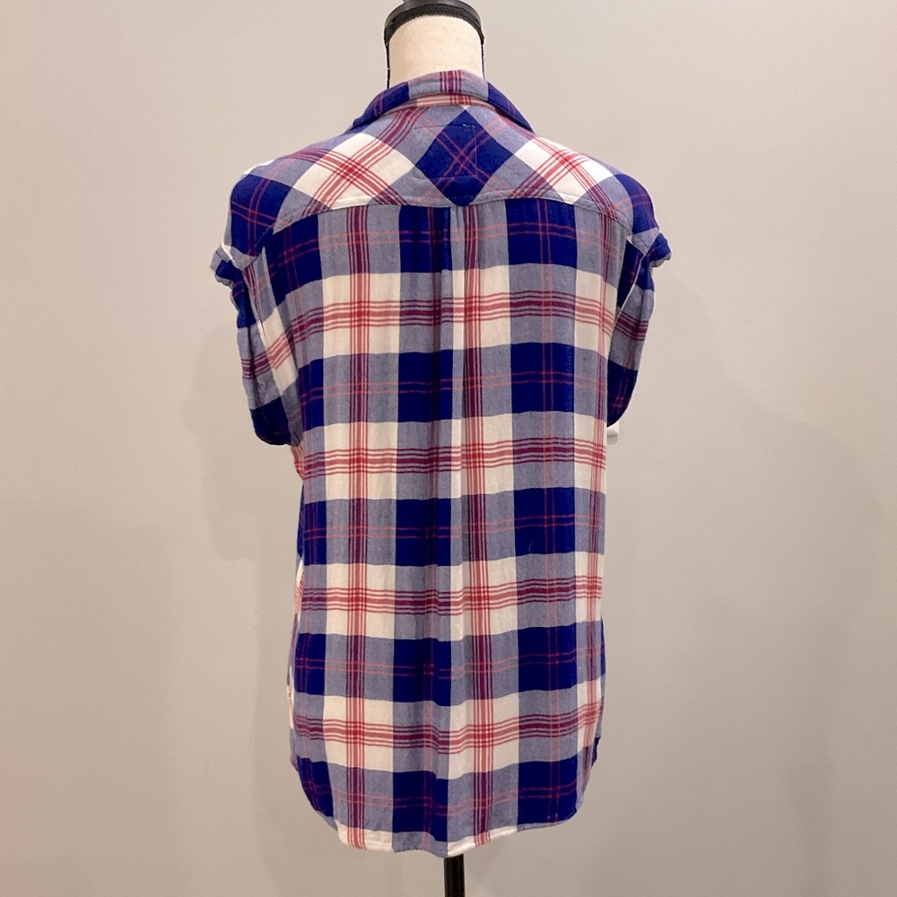 Rails Soft Plaid Sleeveless Button Down Shirt, S - image 3